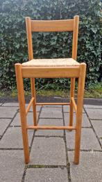 vintage barkruk/retro barstoel van hout/riet, Ophalen, Huis en Inrichting