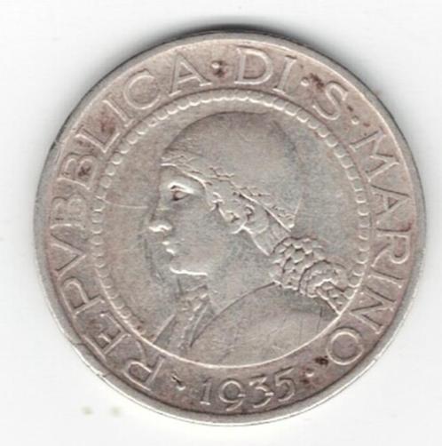 25-1759 San Marino 5 lire 1935, Postzegels en Munten, Munten | Europa | Niet-Euromunten, Losse munt, Overige landen, Zilver, Verzenden