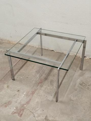Vintage Poul Kjaerholm PK61-stijl salontafel met glazen blad beschikbaar voor biedingen