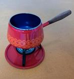 Vintage rode fonduepan met brander, Ophalen, Zo goed als nieuw