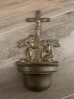Antiek Wijwaterbakje met Kruis en Engelen, Antiek en Kunst, Ophalen of Verzenden