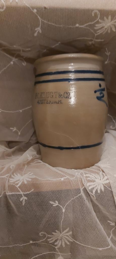 Stenen pot vischhandel p.c. Klugt & co, Antiek en Kunst, Antiek | Keramiek en Aardewerk, Ophalen of Verzenden