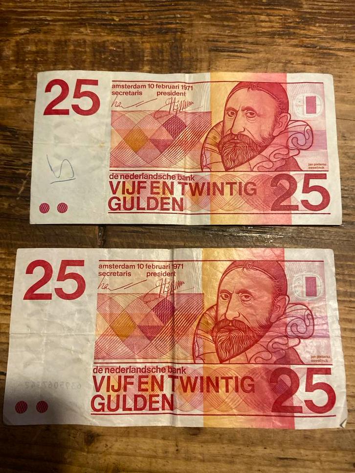 2x 25 Gulden 1971 - Oudhollands Geld, Postzegels en Munten, Munten | Nederland, Losse munt, Overige waardes, Koningin Juliana