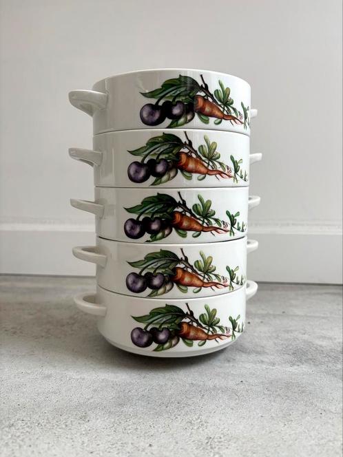 Set van 5 Villeroy & Boch soepkommen met groenteprint, Huis en Inrichting, Keuken | Servies, Zo goed als nieuw, Kom(men), Overige stijlen