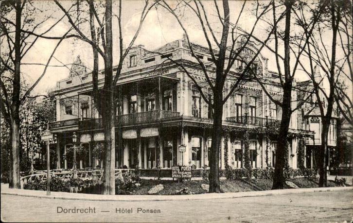 Dordrecht - hotel Ponsen, Verzamelen, Ansichtkaarten | Nederland, Ongelopen, Zuid-Holland, Voor 1920, Ophalen of Verzenden