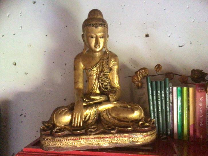 Gouden Boeddhabeeld Birma, Antiek en Kunst, Kunst | Beelden en Houtsnijwerken, Ophalen