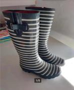 Joules Regenlaarzen Laarzen Regen Rain Boots Zwart Wit mt 40, Ophalen of Verzenden, Regenlaarzen, Gedragen, Joules