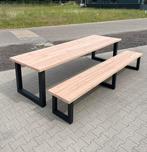 Massief Douglas Houten Tafel + Bankje - Stalen Poot- Op Maat, Ophalen of Verzenden, Nieuw, Hout