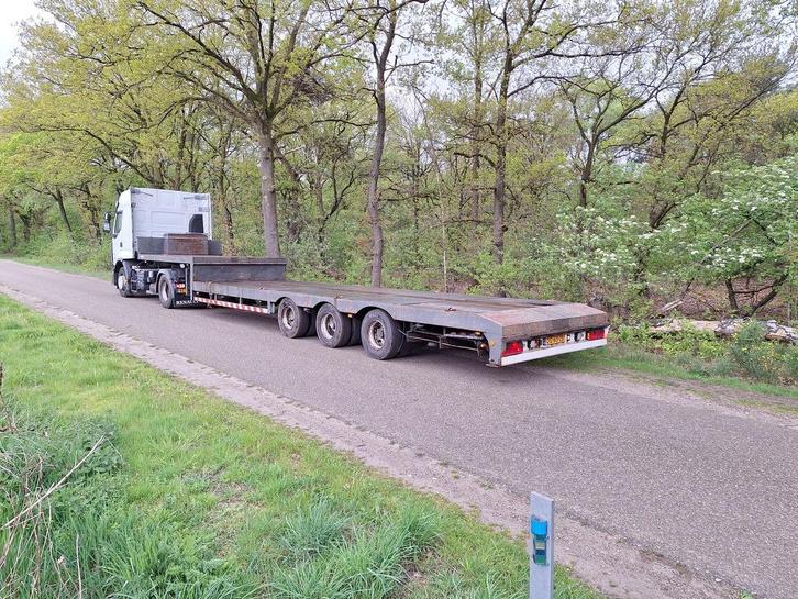 Lintrailer Semi Dieplader, gestuurd, uitschuifbaar 45000 kg!, Auto's, Vrachtwagens, Bedrijf, Te koop, Aanhangers en Opleggers