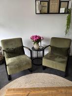 Twee stijlvolle groene stoelen van Pronto Wonen, Huis en Inrichting, Fauteuils, Ophalen, Italiaans landelijk, 75 tot 100 cm, Zo goed als nieuw
