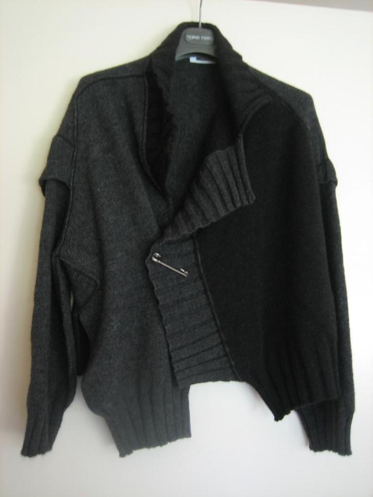 Zeer mooi zwart-grijs a-symmetrisch vest CREA XL snazzeys, Kleding | Dames, Truien en Vesten, Nieuw, Maat 46/48 (XL) of groter