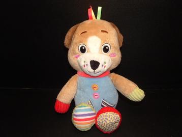 CLEMENTONI LEEUW VELOURS BEIGE/BLAUW MET BONT  beschikbaar voor biedingen