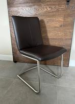 4/6 bruin lederen Henders & Hazel design stoel rvs frame, Huis en Inrichting, Stoelen, Ophalen, Bruin, Niet opgegeven, Zo goed als nieuw