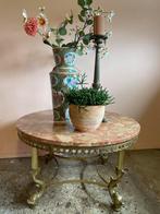 Vintage messing salontafel met vissen en terra marmeren blad, Huis en Inrichting, Tafels | Salontafels, Ophalen, 50 tot 100 cm
