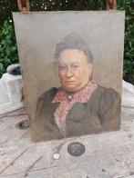 Antiek dames portret schilderij op linnen, Ophalen of Verzenden