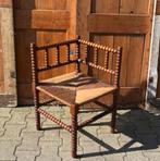 Hoekstoel hoekstoeltje hout origineel gevlochten zitting, Antiek en Kunst, Ophalen of Verzenden