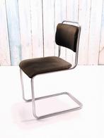 Vintage authentieke mat Chroom 101 Gispen stoel, Huis en Inrichting, Ophalen, Metaal, Gebruikt, Bruin