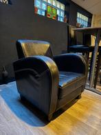 2 lederen fauteuils in aubergine kleur, Huis en Inrichting, Ophalen, Zo goed als nieuw