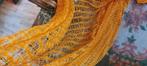 Vintage oranje/gele 70s vitrage gordijnen, Huis en Inrichting, Stoffering | Gordijnen en Lamellen, Overige kleuren, 200 cm of meer
