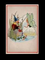 Ansichtkaart Elfje Kabouter aan het Vissen Waterlelie., Ophalen of Verzenden, 1920 tot 1940, Ongelopen, Kinderen