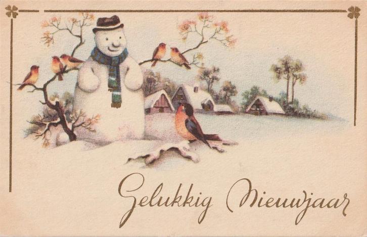 KERST SNEEUWPOP  UIT 1948 ZEER MOOIE OUDE KAART KJ692, Verzamelen, Ansichtkaarten | Themakaarten, Gelopen, 1940 tot 1960, Feest(dag)