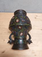 Cloisonné vaas brons Japan 30cm, Ophalen of Verzenden