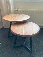 Acaciahouten bijzettafels set, Huis en Inrichting, Tafels | Bijzettafels, Ophalen, Minder dan 45 cm, Minder dan 55 cm, Rond