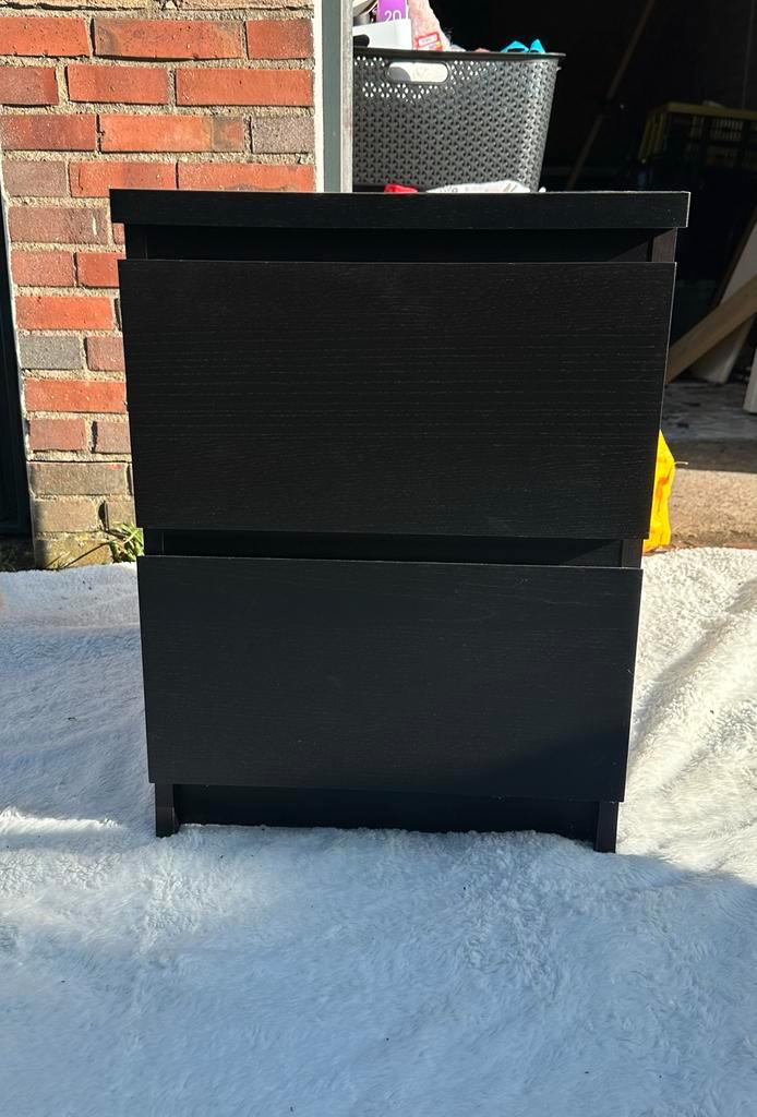 IKEA Malm Nachtkastje / Ladekast - Zwart, Huis en Inrichting, Slaapkamer | Nachtkastjes, Gebruikt, Minder dan 55 cm, Minder dan 45 cm