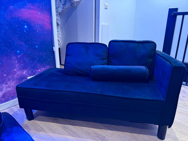 vidaXL Zwarte Fluweel Chaise Longue met Kussens, Huis en Inrichting, Banken | Sofa's en Chaises Longues, Nieuw, Eenpersoons, Minder dan 150 cm