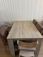 Eettafel + salon tafel, licht eiken, Huis en Inrichting, Tafels | Eettafels, Ophalen, Gebruikt, 100 tot 150 cm, 50 tot 100 cm