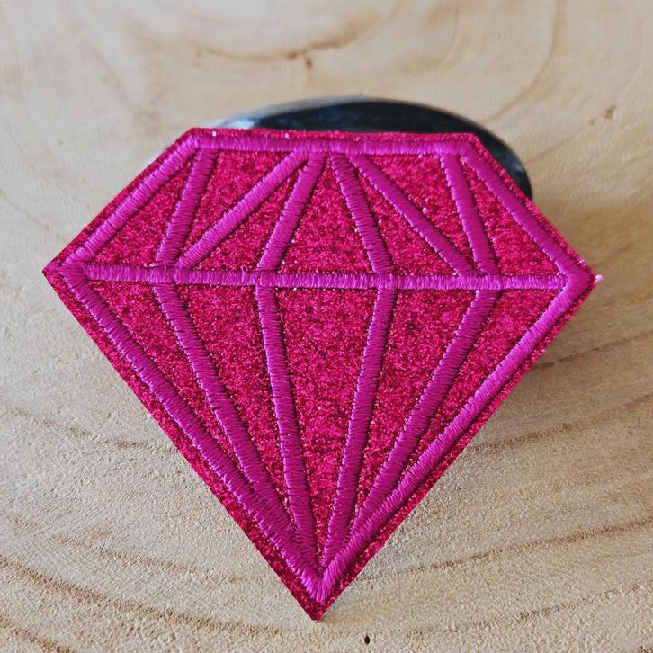 Strijk embleem applicatie Patch Diamant roze, Hobby en Vrije tijd, Kledingapplicaties en Hotfix, Nieuw, Verzenden