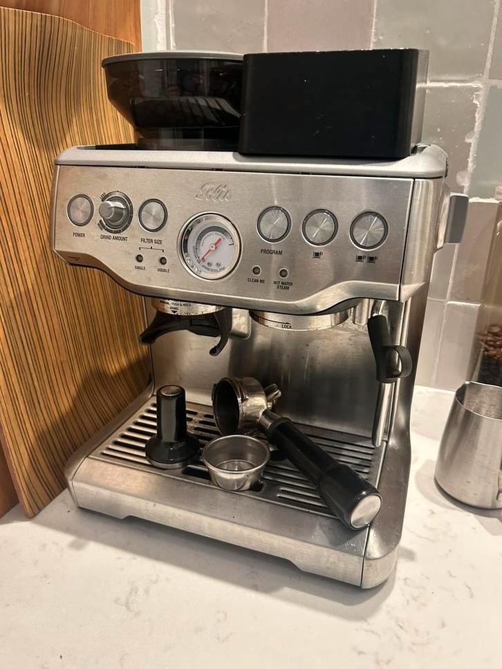 Solis Grind & Infuse Pro zoekt barista; 115a, RVS, Witgoed en Apparatuur, Koffiezetapparaten, Gebruikt, Koffiebonen, Espresso apparaat