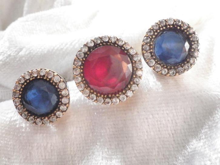 Mooie Bijzondere Dubbele Zilveren Ring voor Ring en Middel V, Sieraden, Tassen en Uiterlijk, Antieke sieraden, Ring, Zilver, Met edelsteen