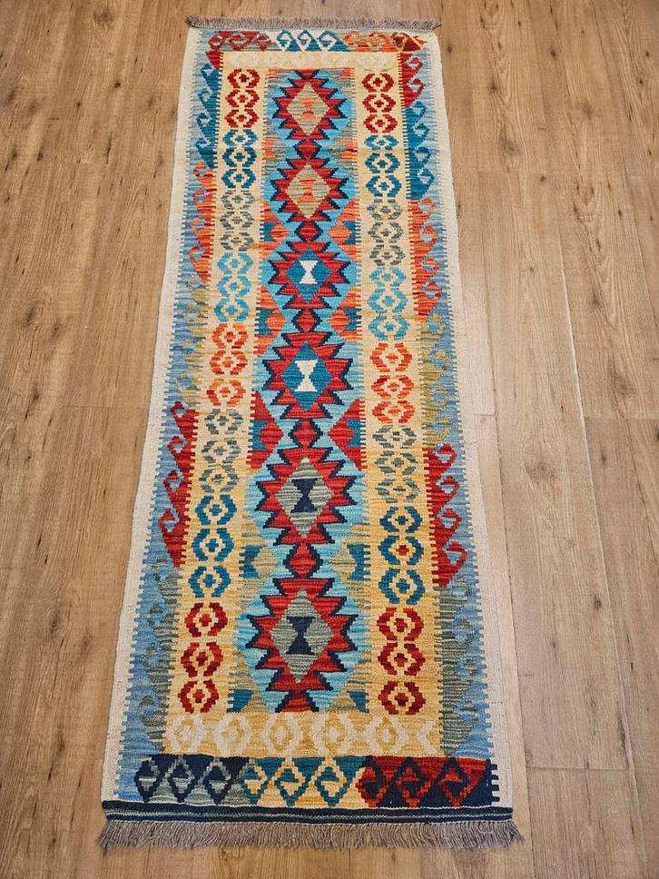 Handgeweven oosterse wollen kelim loper 210x73, Huis en Inrichting, Stoffering | Tapijten en Kleden, Nieuw, 50 tot 100 cm, 200 cm of meer