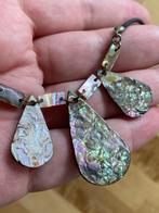 Vintage Ketting met echte Abalone parelmoer schelp Vaste han, Ophalen of Verzenden, Zo goed als nieuw, Steen of Mineraal, Met hanger
