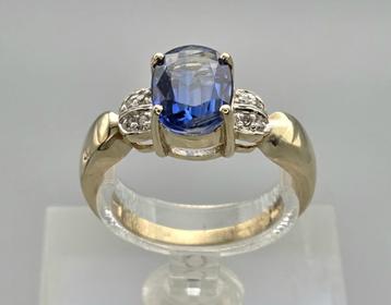 Gouden Vintage ring edelsteen saffier en diamant. 2025/613 beschikbaar voor biedingen
