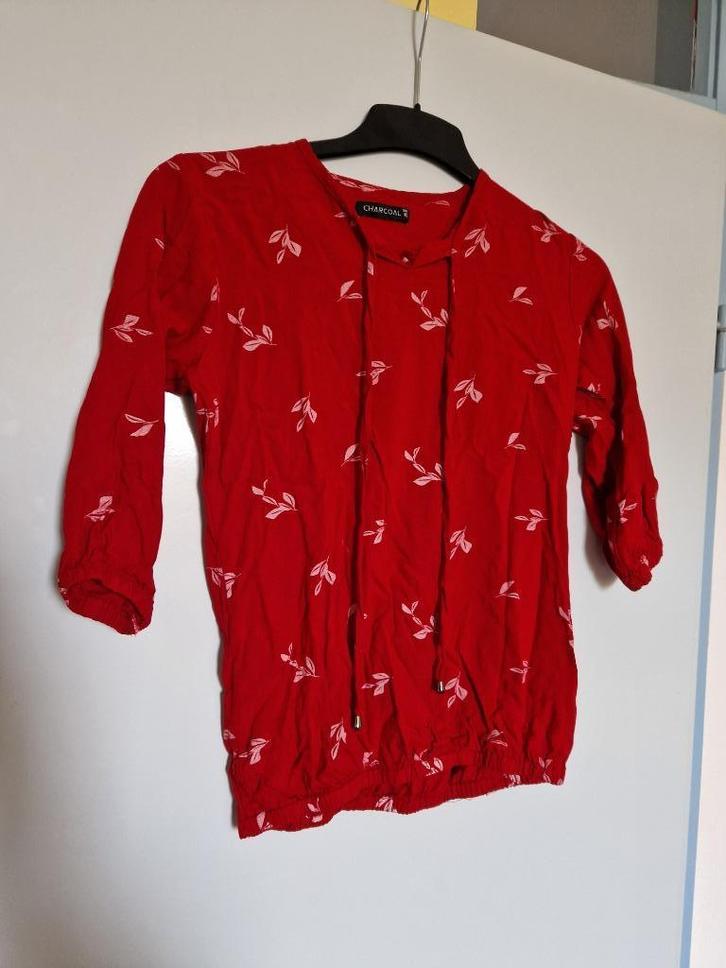 Mooie dames kleurrijke rode & print blouse Charcoal maat XL, Kleding | Dames, Blouses en Tunieken, Zo goed als nieuw, Maat 46/48 (XL) of groter