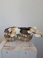 2 Bloempotjes Zilverglas, Ophalen, Rond, Zo goed als nieuw, Minder dan 25 cm