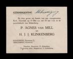Huwelijk Klinkenberg Van Mill Schaesberg Ubachsberg., Verzenden, Zo goed als nieuw