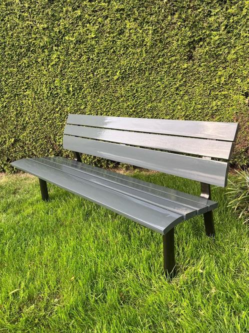 Opgeknapte tuinbank met hardhouten zitting, Tuin en Terras, Tuinsets en Loungesets, Nieuw, Loungeset, Hardhout, 3 zitplaatsen