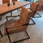 6 stoelen | Cognac | stalen frame, Huis en Inrichting, Stoelen, Ophalen, Gebruikt, Bruin