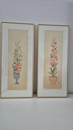 2 aquarels op zijde, bloemstillevens van Ank Oudejans, Ophalen of Verzenden