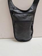 Zwart leren tas / buidel. Plevier, Ophalen of Verzenden, Gebruikt, Zwart, Schoudertasje