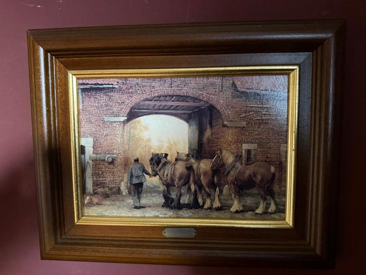 Boer met paarden’, een reproductie van Leon Engelen, Antiek en Kunst, Kunst | Tekeningen en Foto's, Ophalen
