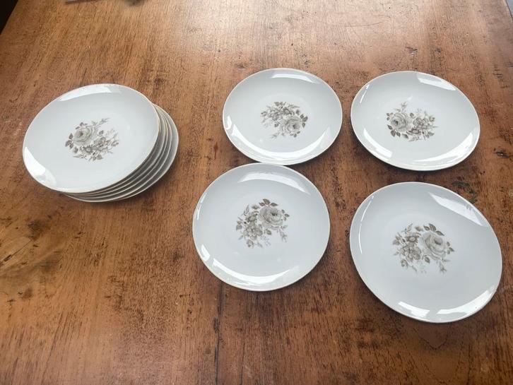 Vintage Gebaksschoteltjes - Set van 10, Huis en Inrichting, Keuken | Servies, Gebruikt, Bord(en), Overige stijlen, Porselein, Ophalen of Verzenden