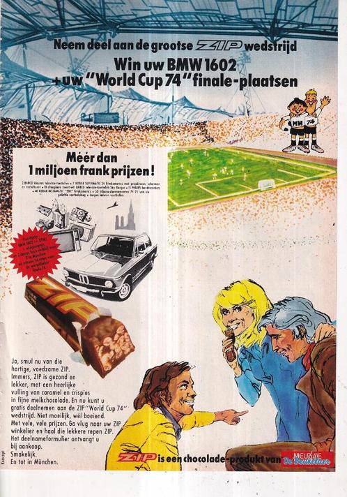 Retro reclame 1974 Zip WK München voetbal finale tickets, Verzamelen, Retro, Overige typen, Ophalen of Verzenden