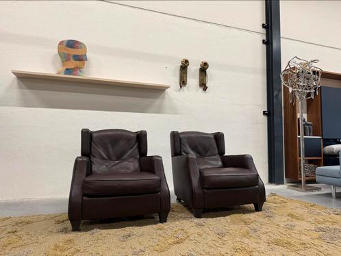 2 Natuzzi Amadeus fauteuils bruin leer Design stoel, Huis en Inrichting, Fauteuils, Nieuw, Leer, 75 tot 100 cm, Ophalen of Verzenden