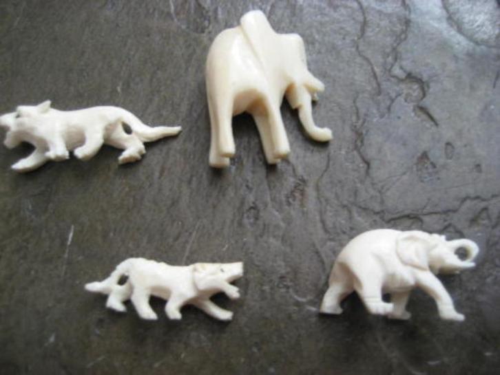 DIERENBEELDJES Antiek 2x olifant 2x tijger zie beschrijving, Antiek en Kunst, Kunst | Niet-Westerse kunst, Ophalen of Verzenden