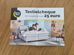 3 x Beter Bed textielcheque t.w.v. €25, totaal €75!, Tickets en Kaartjes, Kortingen en Cadeaubonnen, Cadeaubon, Overige typen