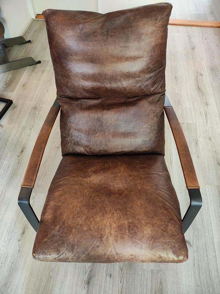 Eleonora lex lederen fauteuil, Huis en Inrichting, Stoelen, Zo goed als nieuw, Eén, Leer, Bruin, Ophalen